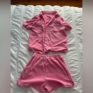 Pink Two Piece Shorts Set